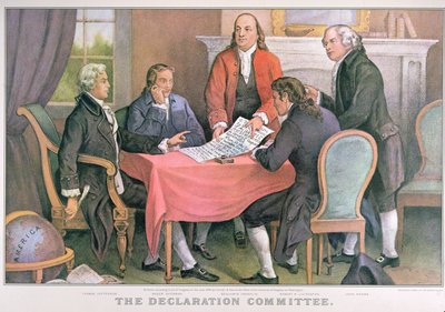 Currier & Ives, New York tarafından yayınlanan Deklarasyon Komitesi (renkli taş) by American School