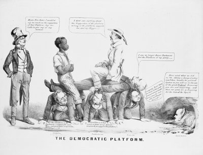 Demokrat partinin kölelik konusundaki duruşunu yorumlayan "Demokratik Platform" siyasi karikatürü, c.1856 by American School