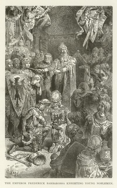 İmparator Frederick Barbarossa genç soyluları şövalye ediyor by American School