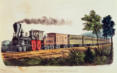 Nathaniel Currier (1813-88) ve James Merritt Ives (1824-95) tarafından kazınmış Ekspres Tren (renkli taş) by American School