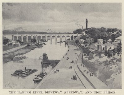 Harlem Nehri Yolu (Speedway) ve High Bridge (s/b fotoğraf) by American School