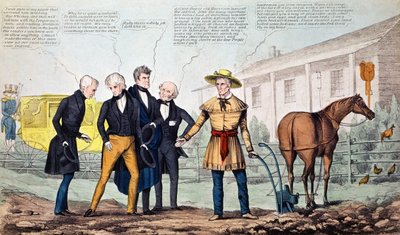 The North Bend Farmer ve Ziyaretçileri, H.R. Robinson tarafından yayınlanan karikatür, c.1840-42 by American School