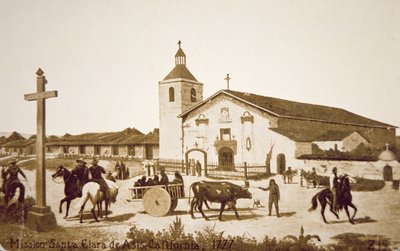İspanyol Misyonu, Santa Clara de Asis, Kaliforniya, 1777 (lito) by American School