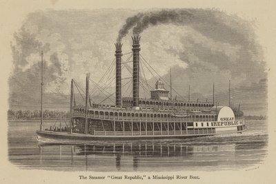 Vapur "Büyük Cumhuriyet", bir Mississippi Nehri Teknesi (gravür) by American School