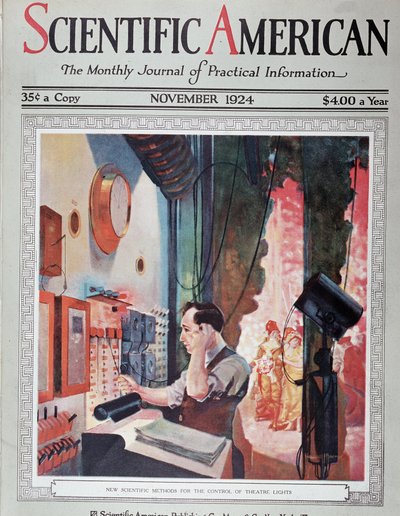 Bir tiyatronun ışıklarının elektrikli resmi - “” Scientific American” da, Kasım 1924 V by American School