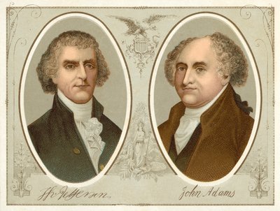 Thomas Jefferson, John Adams (kromolito) by American School