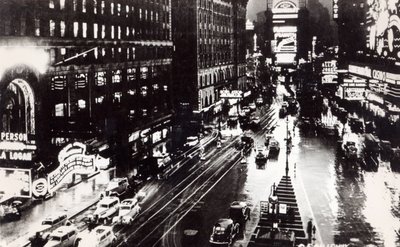 Times Square at Night, New York, 1930 dolayları (bir fotoğraftan sonra) by American School