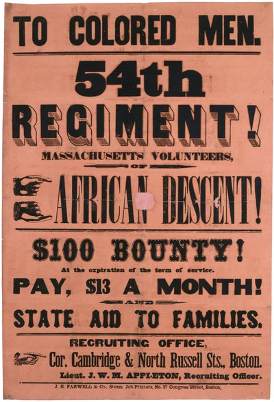 Renkli Erkeklere. 54. Alay! Afrika kökenli Massachusetts Gönüllüleri, 1863 by American School