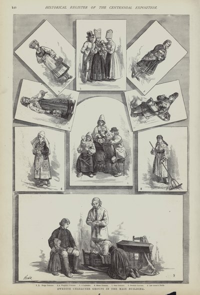 Geleneksel İsveç kostümleri, Centennial Exposition, Philadelphia, Pensilvanya, ABD by American School