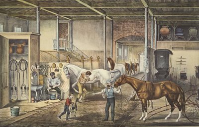 Evde Paça Çatlakları, Bir Model Ahır, pub. 1868, Köri & Ives by American School