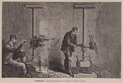 Tünel Açma, Tünel Üzerine Monte Edilen Kaya Delgileri veya Sürüklenen Kolonlar (gravür) by American School