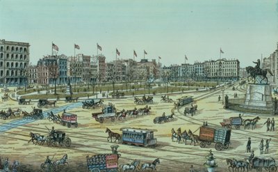 Union Square ve Ondördüncü Caddeden Onyedinci Caddeye, New York ve Çevresinin 48 Görünümünden oluşan bir dizi, pub. Charles Magnus tarafından by American School