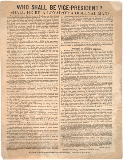Kim Başkan Yardımcısı olacak? George Pendleton, Andrew Johnson