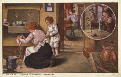 Bir tesisatçıya telefon eden kadın (renkli taş) by American School