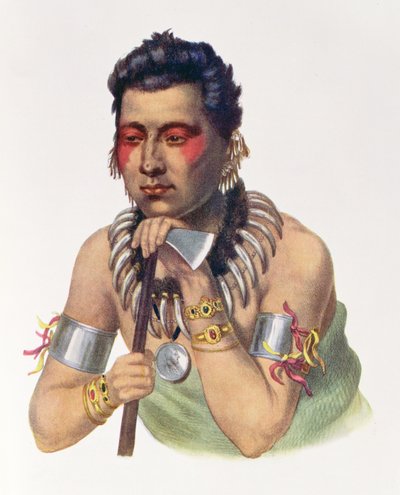 Genç Ma-Has-Ka, Iowas Şefi, 1837, Thomas L. McKenney ve James Hall tarafından yazılan 
