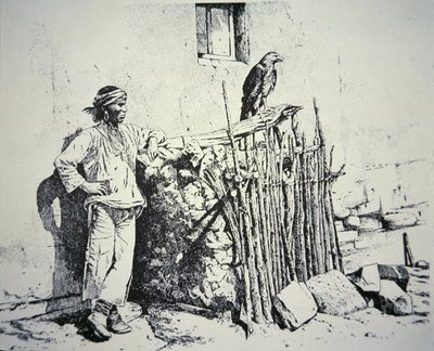Bir kartal kafesi ile Zuni kabilesi by American School