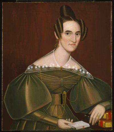 Jeannette Woolley, daha sonra Bayan John Vincent Storm, 1838 dolayları (tuval üzerine yağlı boya) by Ammi Phillips