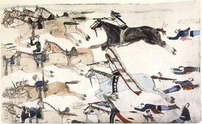 Little Bighorn Savaşı, Montana, ABD, 25-26 Haziran 1876 c1900 by Amos Bad Heart Buffalo