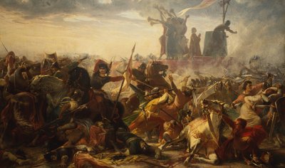 Legnano Savaşı, 29 Mayıs 1176, c.1860 (tuval üzerine yağlı boya) by Amos Cassioli