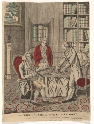 Müsrif Oğul, Vasiyetini alıyor (Hepsini bir araya topladı ve Yolculuğunu uzak bir Ülkeye yaptı - St. Luke 15 Bölüm 13v) by Amos Doolittle