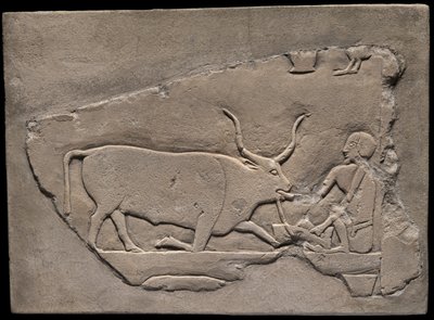 Bir Çobanı Tasvir Eden Mezardan Duvar Parçası by Ancient Egyptian