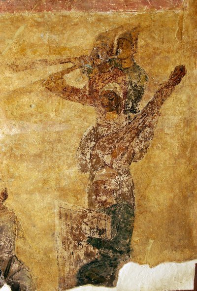Müzisyenler ve akrobatlar detay by Ancient Russian frescos