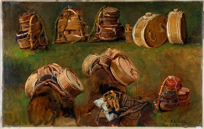 ""Etude de bats pour bete de somme"" (Paket Saddles ve diğer Nesneler Çalışması) Peinture d