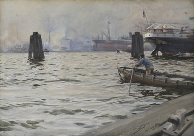 Hamburg Limanı, 1891 (kağıt üzerinde wc) by Anders Leonard Zorn