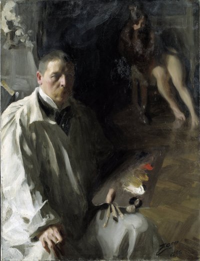 Model par Zorn, Anders Leonard (1860-1920) ile otoportre. Tuval üzerine yağlı boya, ebat : 117x94 by Anders Leonard Zorn