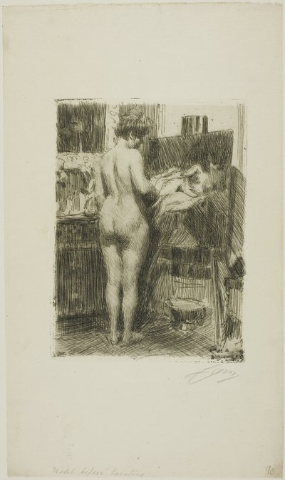 Resimden önceki model by Anders Leonard Zorn