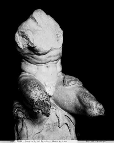 The Belvedere Torso by Apollonios of Nestor, c.1890 (b/w photo) by Anderson Anderson