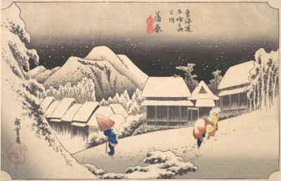 Kambara İstasyonunda Karlı Bir Akşam, yaklaşık. 1833-34., yaklaşık 1833-34. by Ando Hiroshige
