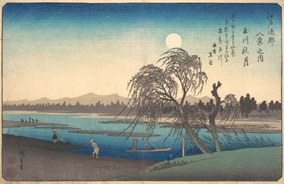 Tama Nehri üzerinde Sonbahar Ay, yaklaşık. 1838., yaklaşık 1838. by Ando Hiroshige