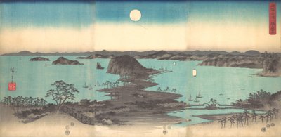 Kanazawa'da Dolunay, Musashi Eyaleti, 1857., 1857. by Ando Hiroshige