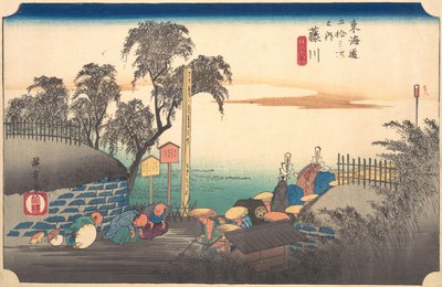 Otuz Sekiz İstasyon: Fujikawa, Sınırdaki Manzara, Elli Üç İstasyondan ..., yakl. 1833-34. by Ando Hiroshige