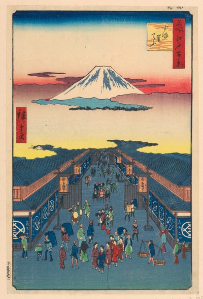 Suruga Caddesi (Suruga-cho) Diziden Yüz Ünlü Edo manzarası by Ando Hiroshige