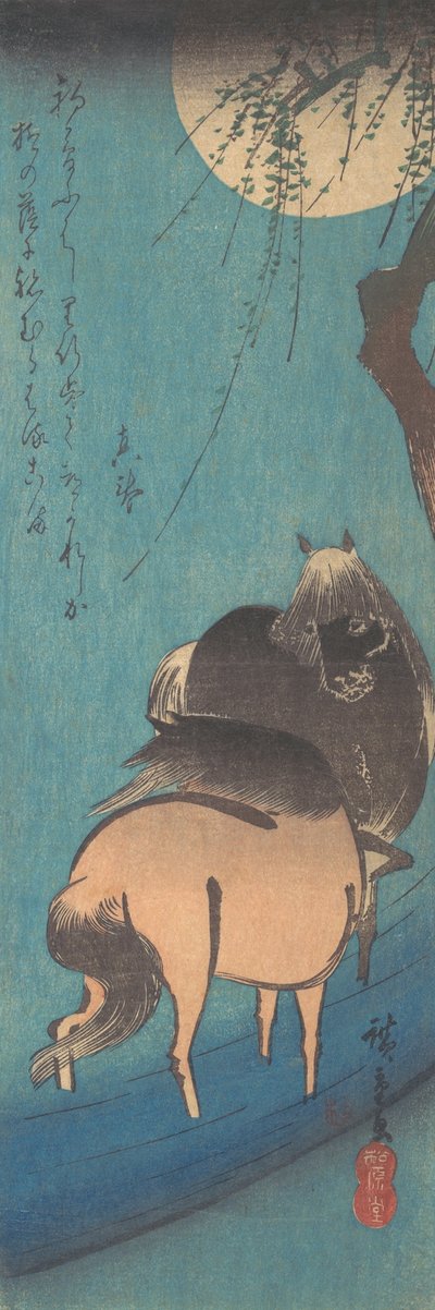 Ayın Altında İki At. by Ando Hiroshige