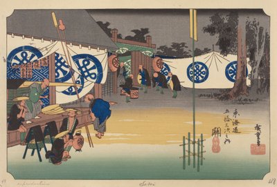Seki İstasyonu (renkli ahşap blok) by Ando or Utagawa (after) Hiroshige