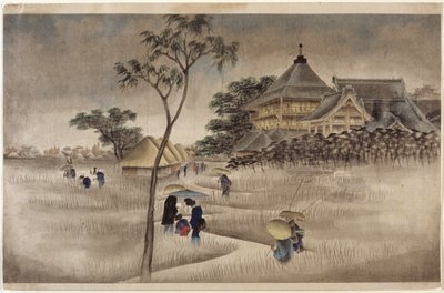 (Aşağıda Kulübeler Olan Büyük Bina) (17.218 ile Aynı) by Ando or Utagawa Hiroshige