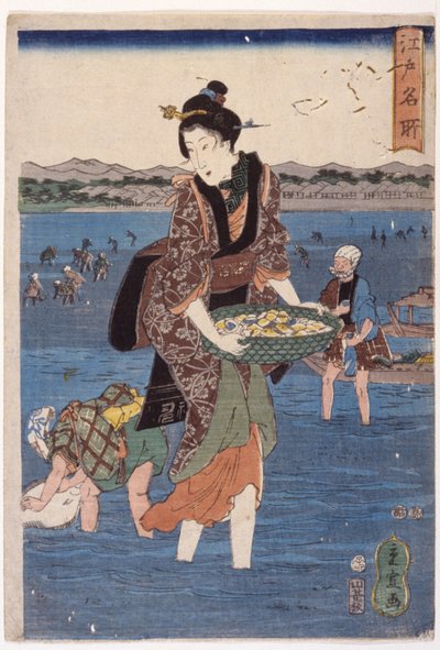 (Büyük Yürüyen Kadın Figürü) by Ando or Utagawa Hiroshige