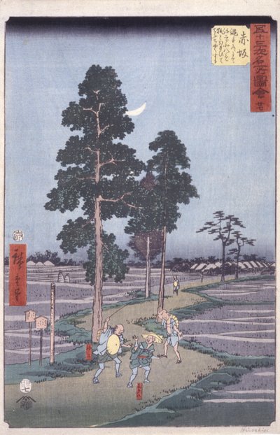Akasaka (renkli tahta baskı) by Ando or Utagawa Hiroshige