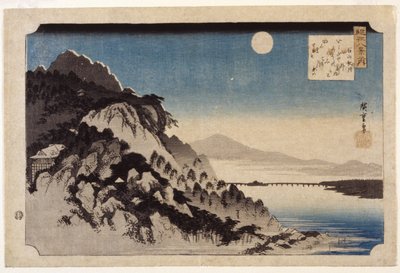 Ishiyama Üzerinde Sonbahar Ayı (renkli tahta baskı) by Ando or Utagawa Hiroshige