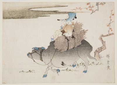 Cattleman ve bir inek (renkli tahta baskı) by Ando or Utagawa Hiroshige