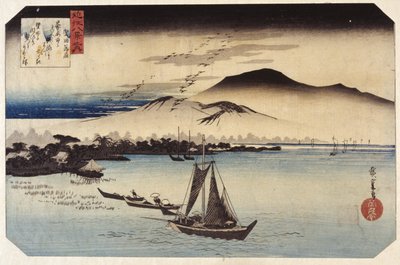 Katada'da Azalan Kazlar (renkli tahta baskı) by Ando or Utagawa Hiroshige