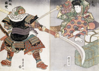 Bir kılıç dövüşünün iki kopyası, 19. yüzyıl by Ando or Utagawa Hiroshige