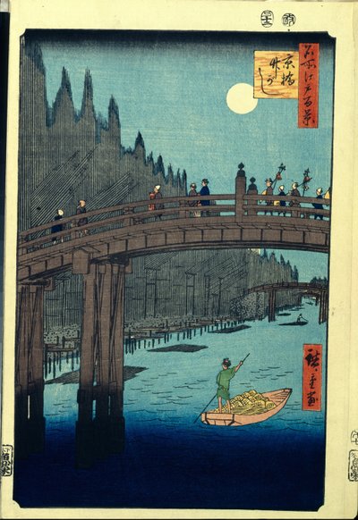 Japon tahta baskı: Kyobashi Köprüsü