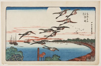 Takanawa üzerinde Dolunay (Takanawa no meigetsu) (renkli tahta baskı) by Ando or Utagawa Hiroshige
