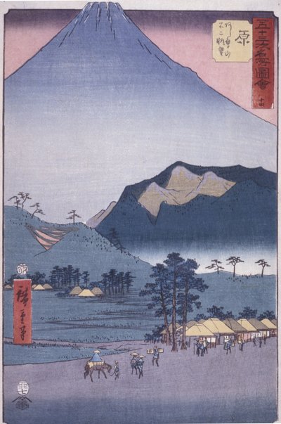 Hara: Ashitakayama ve Fuji'nin Görünümü (renkli tahta baskı) by Ando or Utagawa Hiroshige