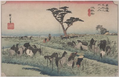 Yaz Başında At Fuarı by Ando or Utagawa Hiroshige