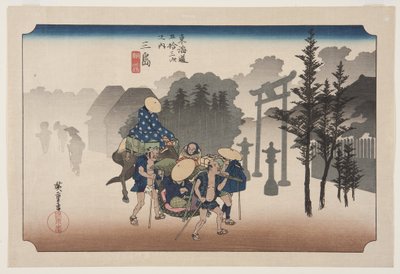 Mishima: Morning Mist (Mishima, asagiri) (renkli tahta baskı) by Ando or Utagawa Hiroshige